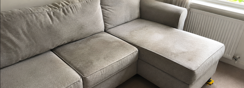 Fabric Sofa — Pet stains eliminated — Before